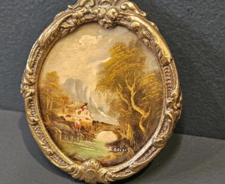 Victorian Oil on Board Framed Miniature - Image 6