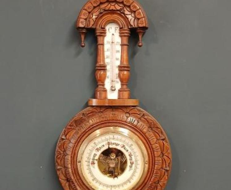 Victorian Walnut Pendant Banjo Barometer - Image 1