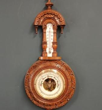 Victorian Walnut Pendant Banjo Barometer