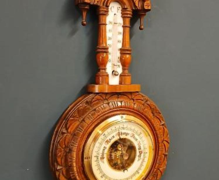 Victorian Walnut Pendant Banjo Barometer - Image 7