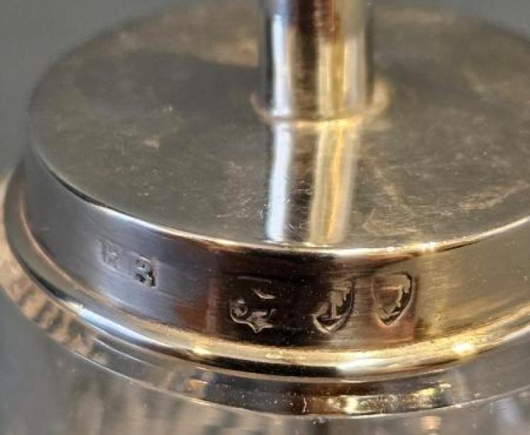  Victorian Silver and Crystal Glue Pot - Image 3