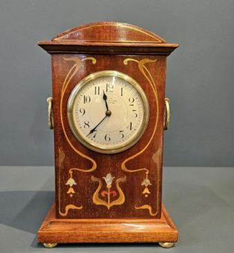 Superb Edwardian Art Nouveau Inlaid Mantel Clock