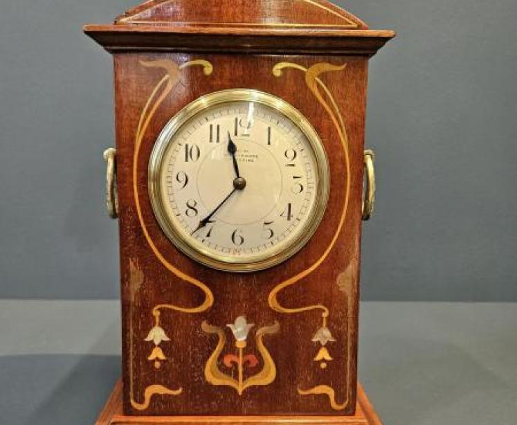 Superb Edwardian Art Nouveau Inlaid Mantel Clock - Image 1