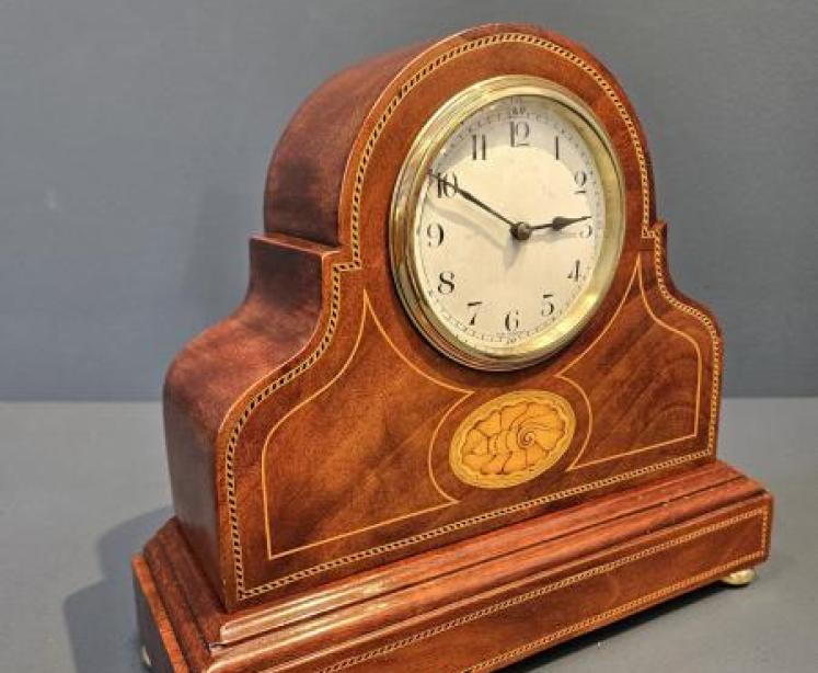 Edwardian Sheraton Inlaid Mantel Clock - Image 4