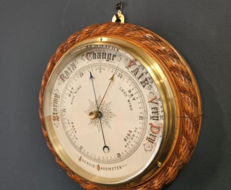 Victorian Rope Twist Oak Cased Ships Barometer - Image 2