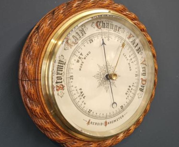 Victorian Rope Twist Oak Cased Ships Barometer - Image 6