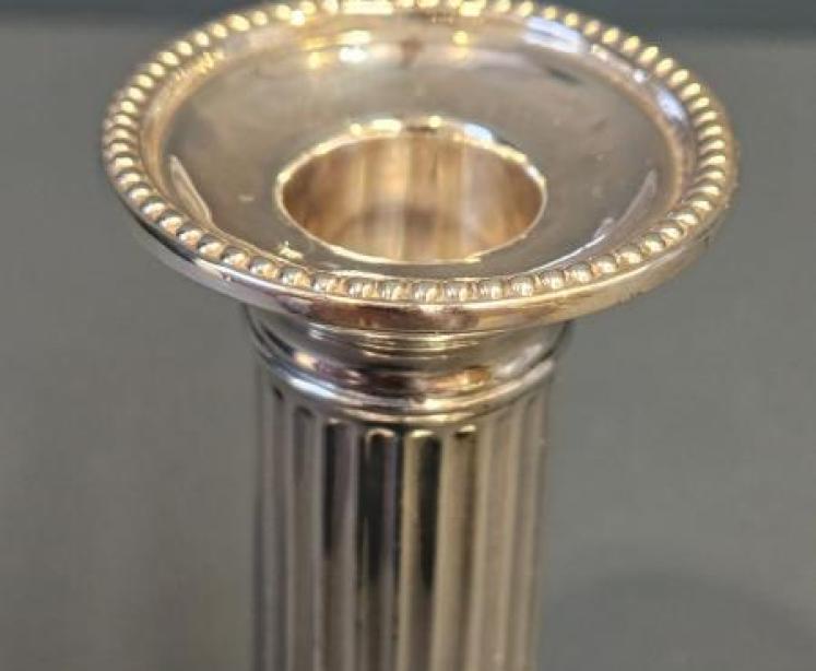 Victorian Silver Reeded Column Candlesticks - Image 4