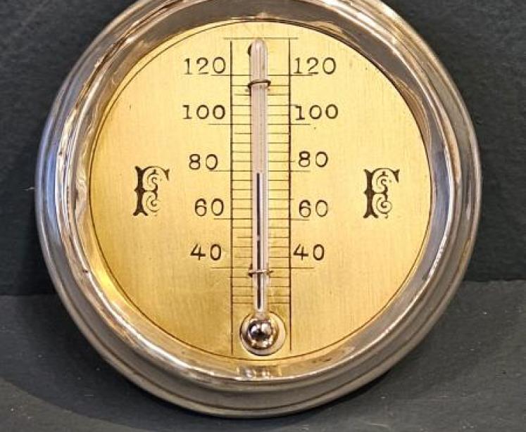Edwardian Silver Thermometer Paper Weight - Image 1