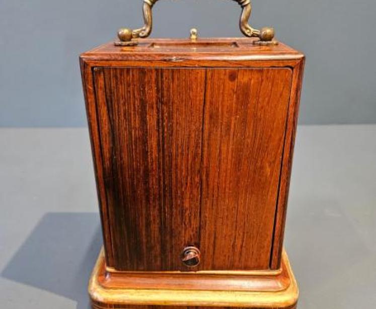 Regency Inlaid Rosewood Bell Chiming Mantel Clock - Image 6