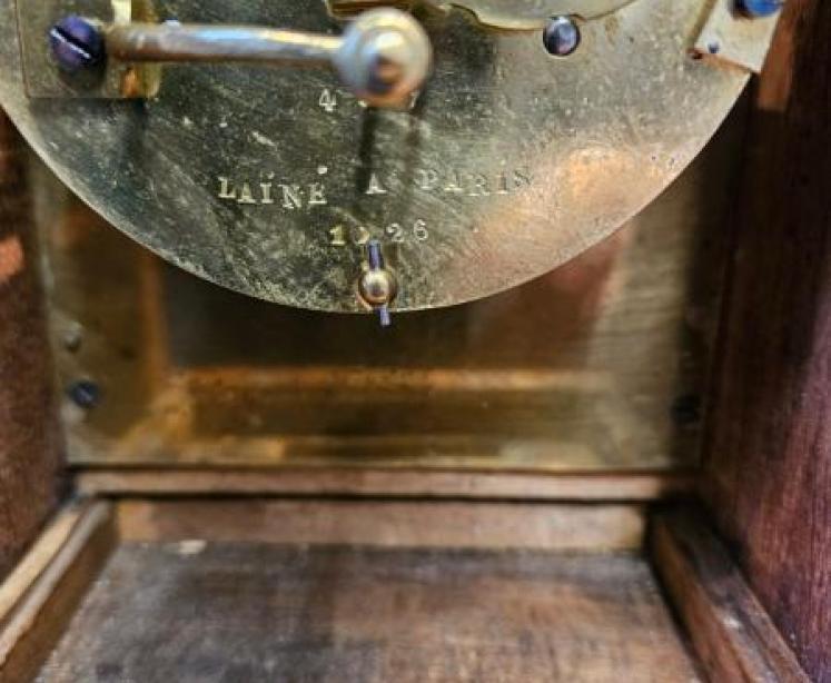 Regency Inlaid Rosewood Bell Chiming Mantel Clock - Image 7