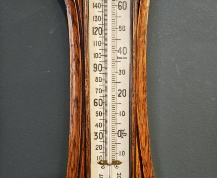 Superb Victorian Carved Oak Banjo Barometer - Image 7