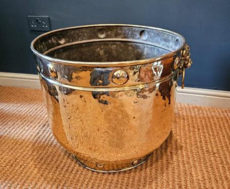 Large Victorian Brass Log Bin  - Image 1