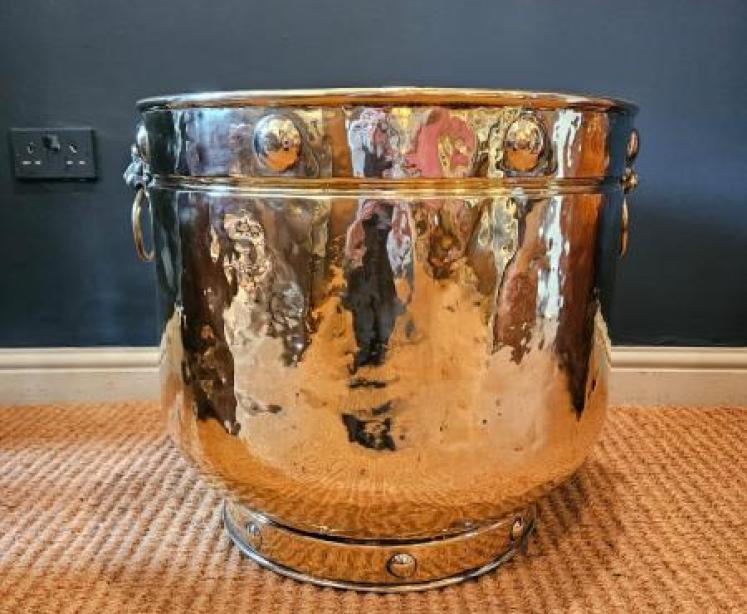 Large Victorian Brass Log Bin  - Image 4