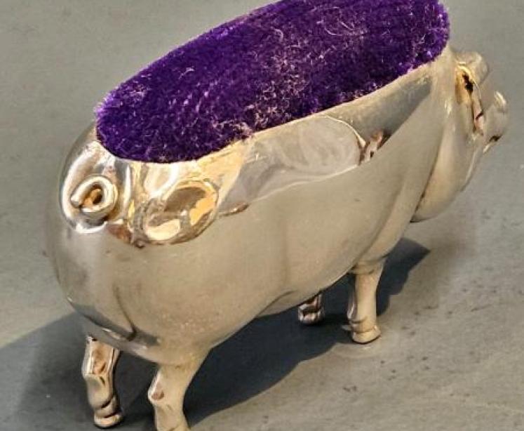Silver Pig Pin Cushion by Aide and Lovekin - Image 3