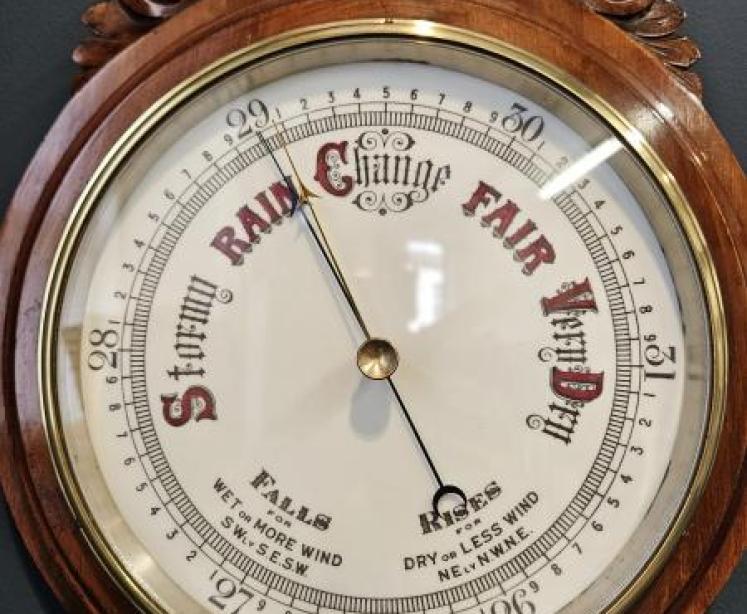 Victorian Carved Walnut Banjo Barometer  - Image 4