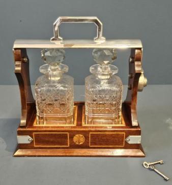 Late Victorian Mahogany Two Bottle Tantalus