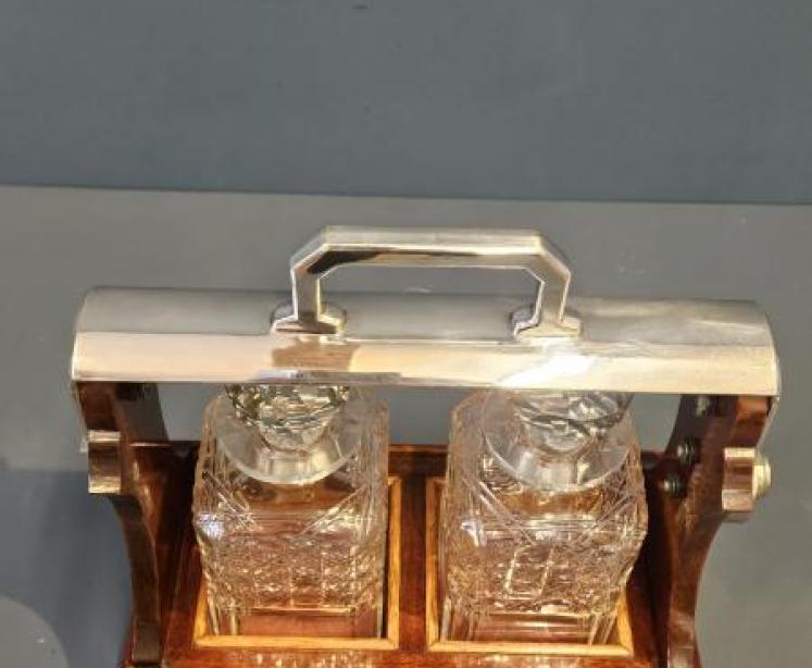 Late Victorian Mahogany Two Bottle Tantalus - Image 3