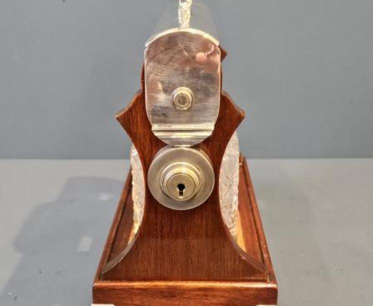 Late Victorian Mahogany Two Bottle Tantalus - Image 4