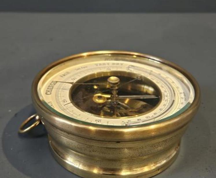 Skeletonised Marine Barometer with Crescent Thermometer - Image 5