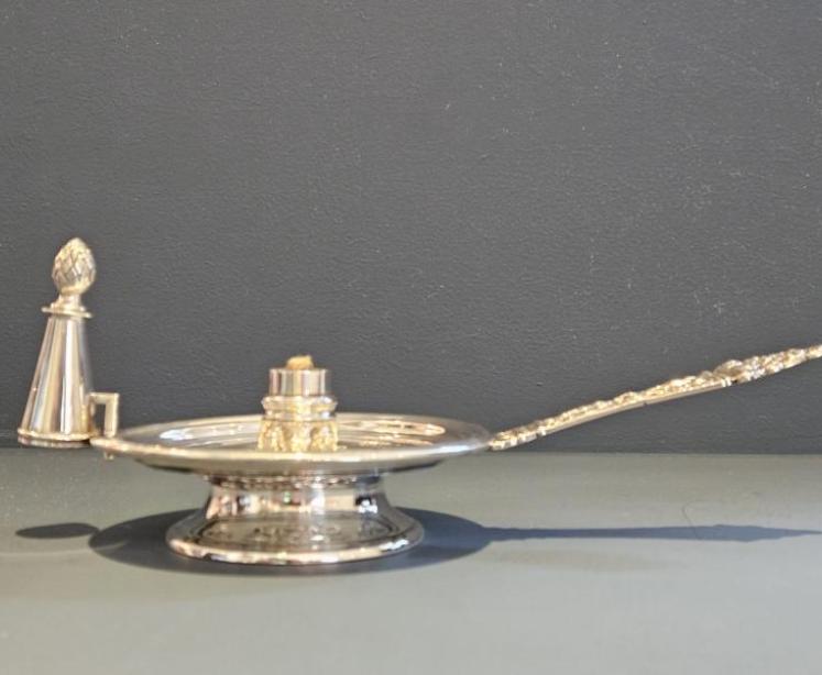 Unusual Victorian Silver Chamber Stick Table Light - Image 6