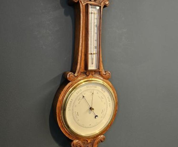 Quality Victorian Small Proportion Banjo Barometer - Image 2