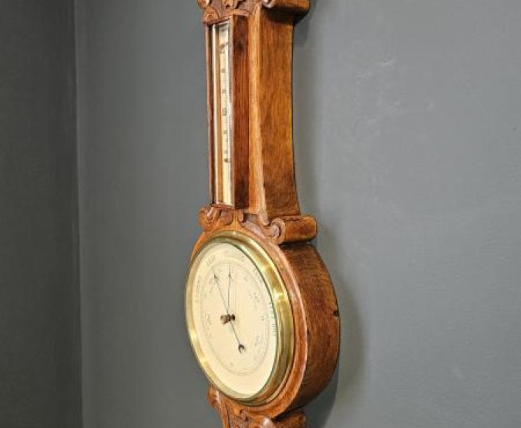 Quality Victorian Small Proportion Banjo Barometer - Image 6