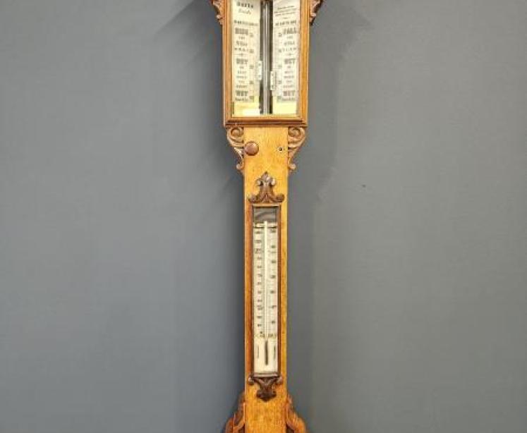 Victorian Oak Seacoast Stick Barometer  - Image 1
