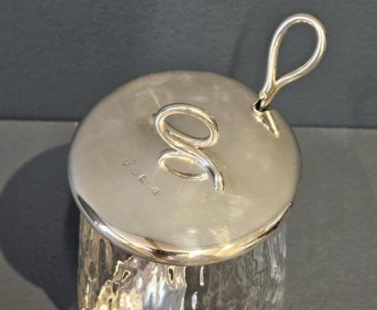 Edwardian Silver Top Jam Pot and Spoon - Image 3