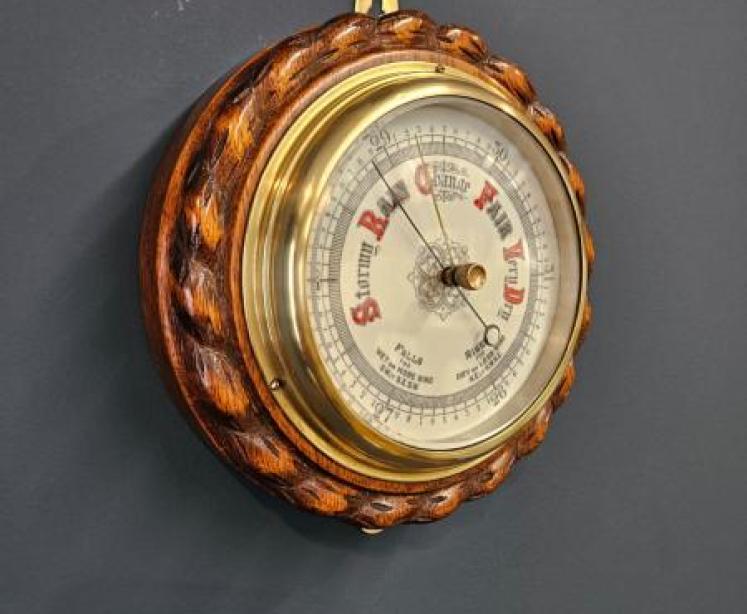 Victorian Oak Ships Barometer - Image 4