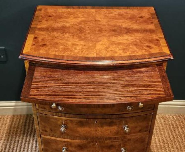 Small proportioned Victorian Burr Walnut Chest with Brushing Slide - Image 2