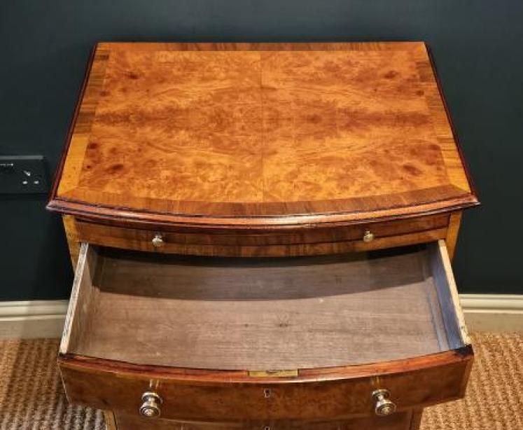 Small proportioned Victorian Burr Walnut Chest with Brushing Slide - Image 3