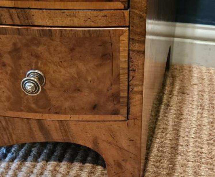 Small proportioned Victorian Burr Walnut Chest with Brushing Slide - Image 7