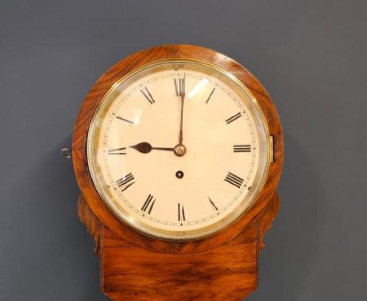 Mid Victorian Walnut 8" Dial Drop Dial Clock - Image 1