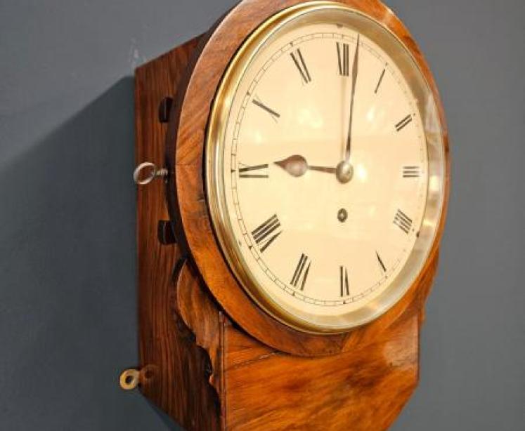 Mid Victorian Walnut 8" Dial Drop Dial Clock - Image 2