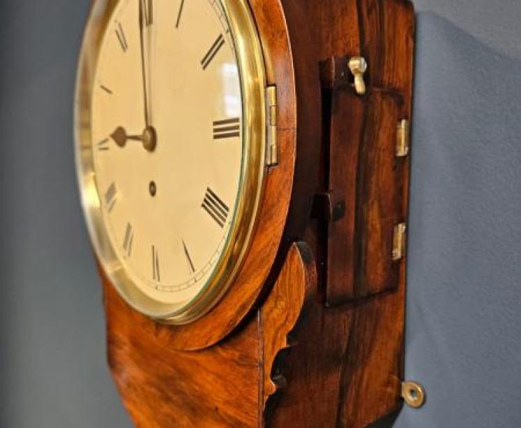 Mid Victorian Walnut 8" Dial Drop Dial Clock - Image 4