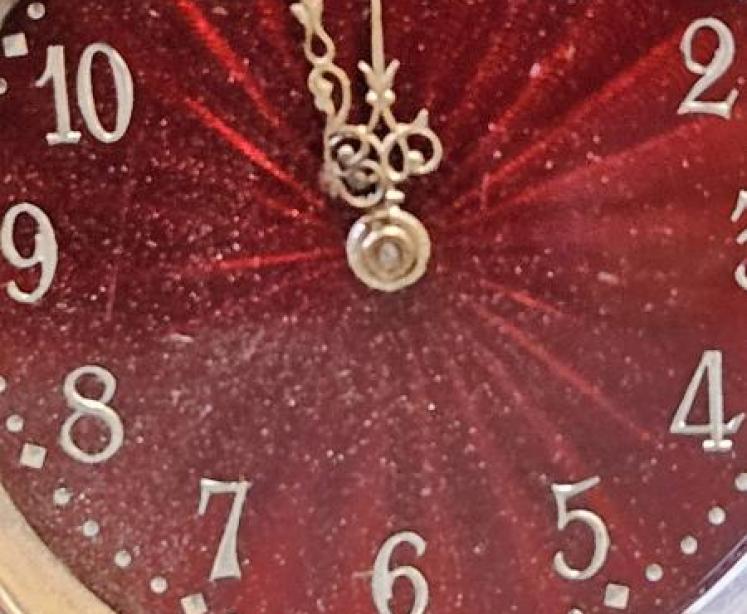 Silver and Dark Red Enamel Travelling Clock - Image 2