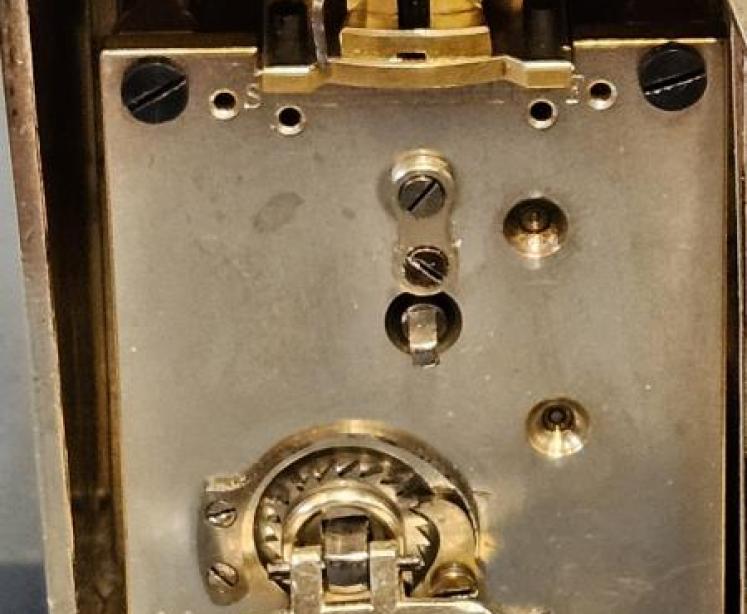 Silver and Dark Red Enamel Travelling Clock - Image 6