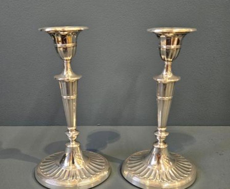 Pair of Victorian Adams Style Silver Candlesticks - Image 2