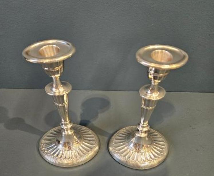 Pair of Victorian Adams Style Silver Candlesticks - Image 5