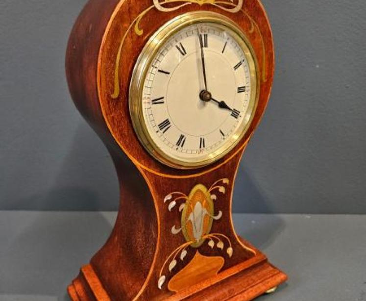 Late Victorian Inlaid Mahogany Balloon Clock - Image 1