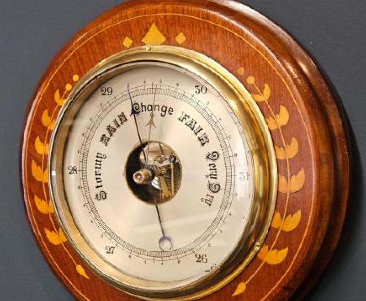 Edwardian Inlaid Mahogany Barometer - Image 2