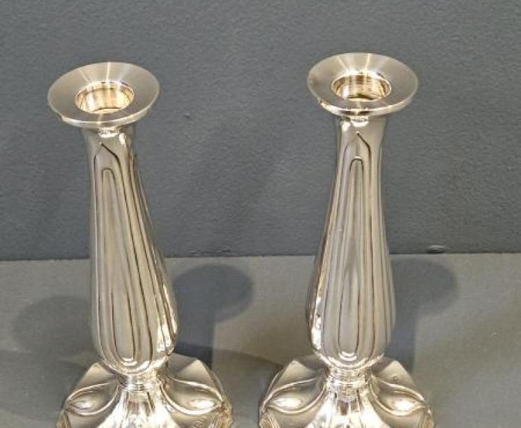 Pair Of Quality Art Nouveau Silver Candlesticks - Image 2