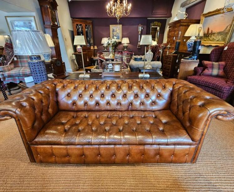 Vintage Tan Leather Chesterfield Sofa - Image 1
