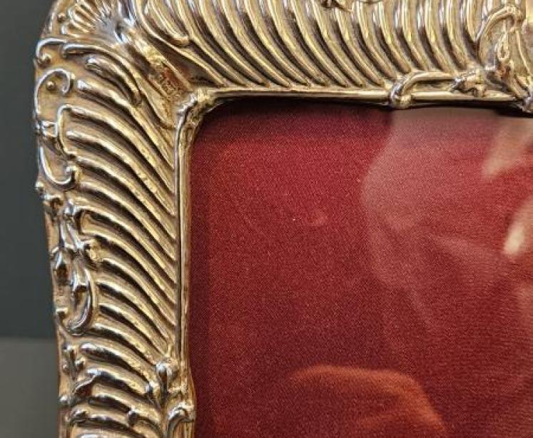 Large Victorian Embossed Silver Photo Frame  - Image 3