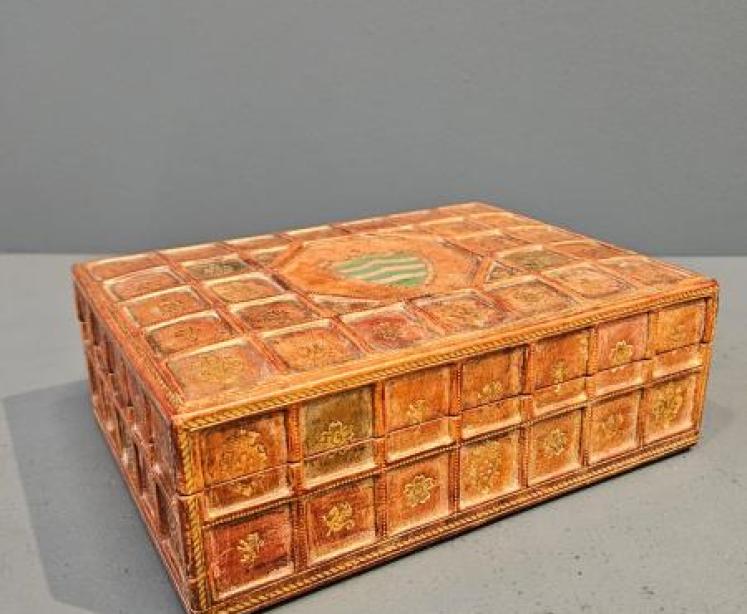 1920's Italian Embossed Leather Box - Image 1