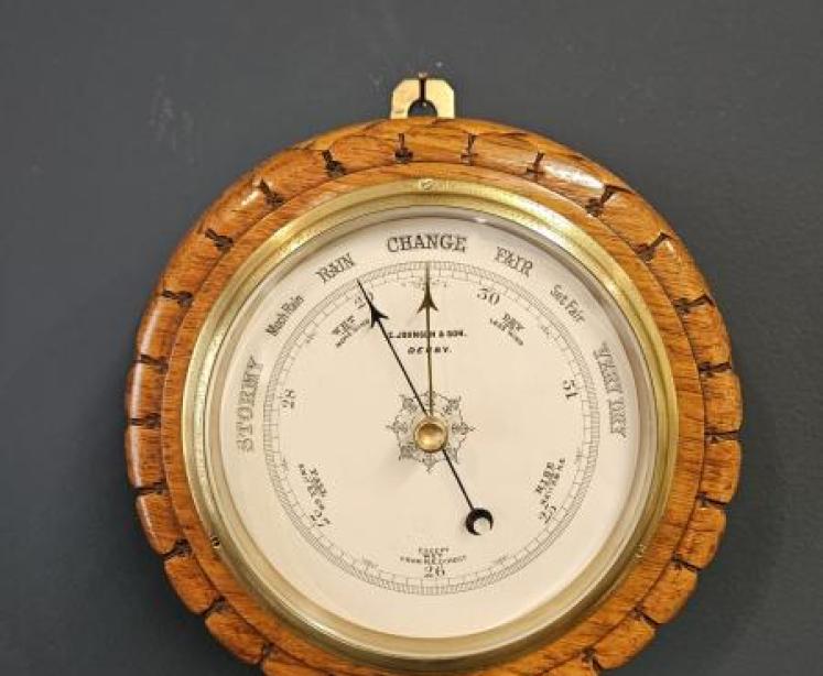 Victorian Petal Carved Derby Barometer  - Image 2