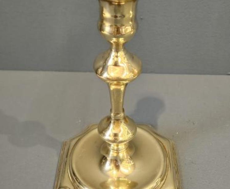 Pair of George III Seemed Brass Candlesticks  - Image 2