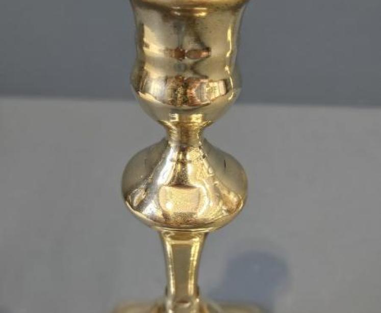 Pair of George III Seemed Brass Candlesticks  - Image 3