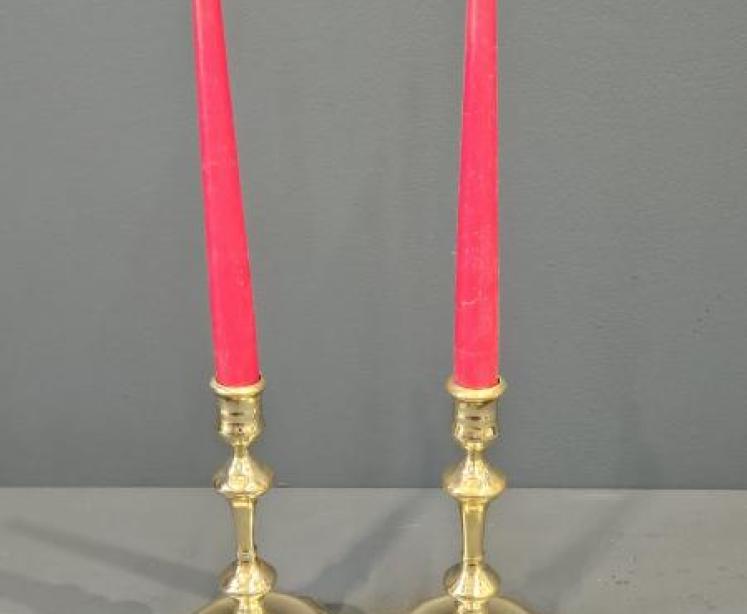 Pair of George III Seemed Brass Candlesticks  - Image 7