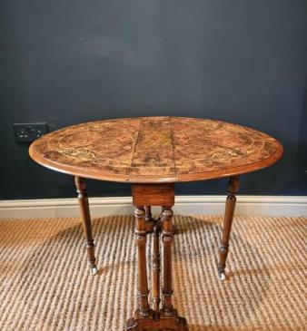 Quality Victorian Inlaid Burr Baby Walnut Sutherland Table 